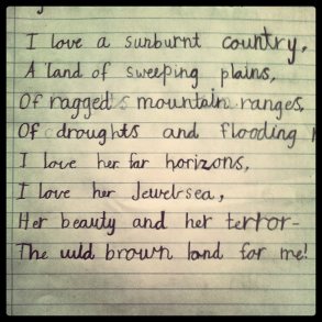 Dorothea Mackellar's 'I love a sunburnt country'.