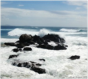 Beach with high swell